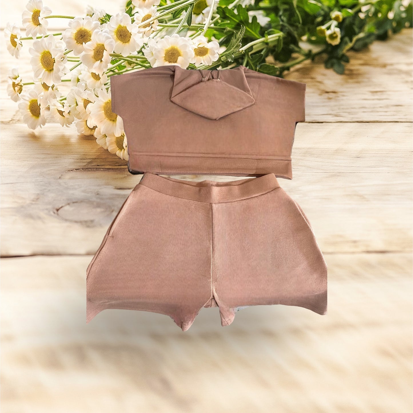 Shorts Two Piece Hoodie Crop Set